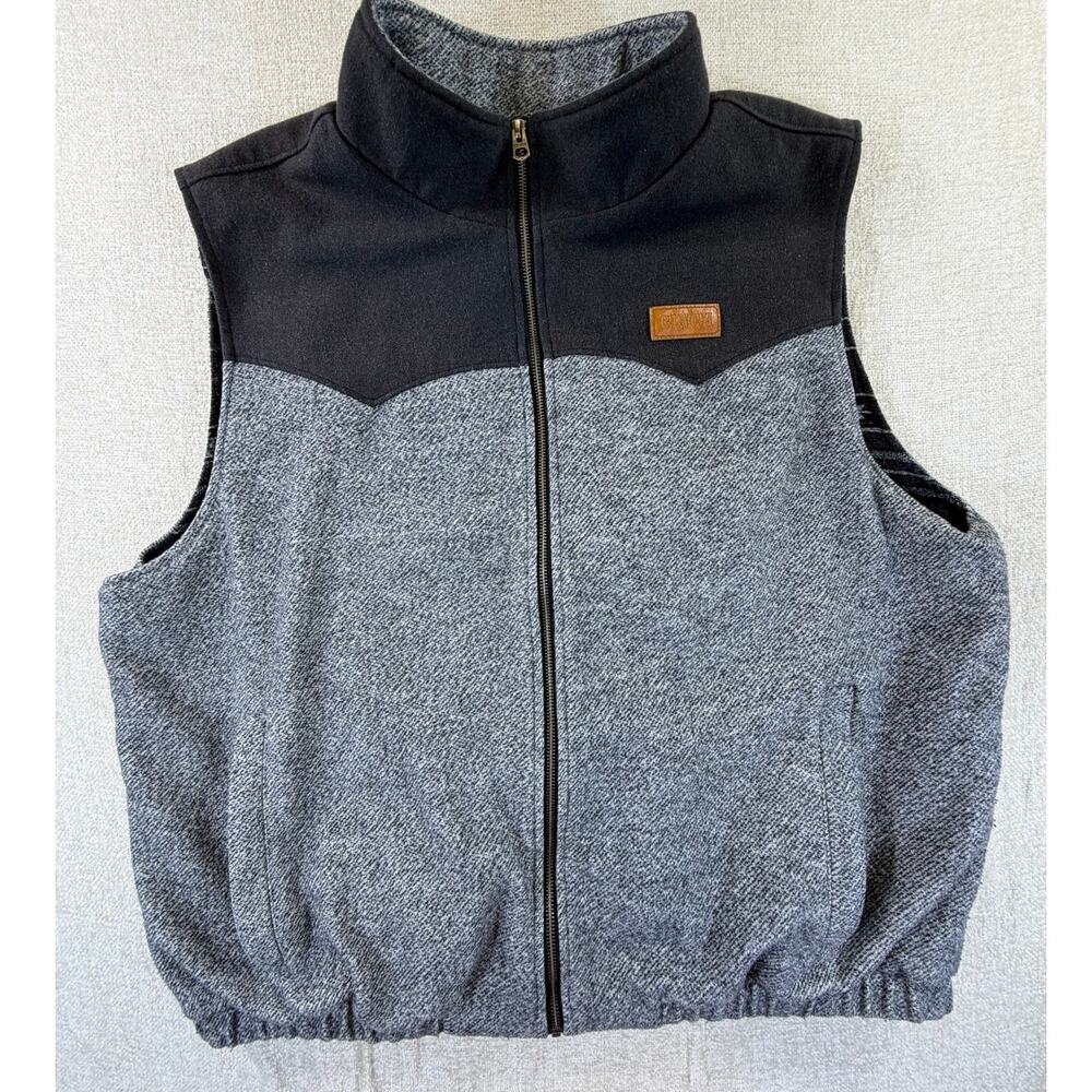 Cinch Men's 3XL Gray Black Poly Wool Blanket Lined Full Zip Western Vest Warm